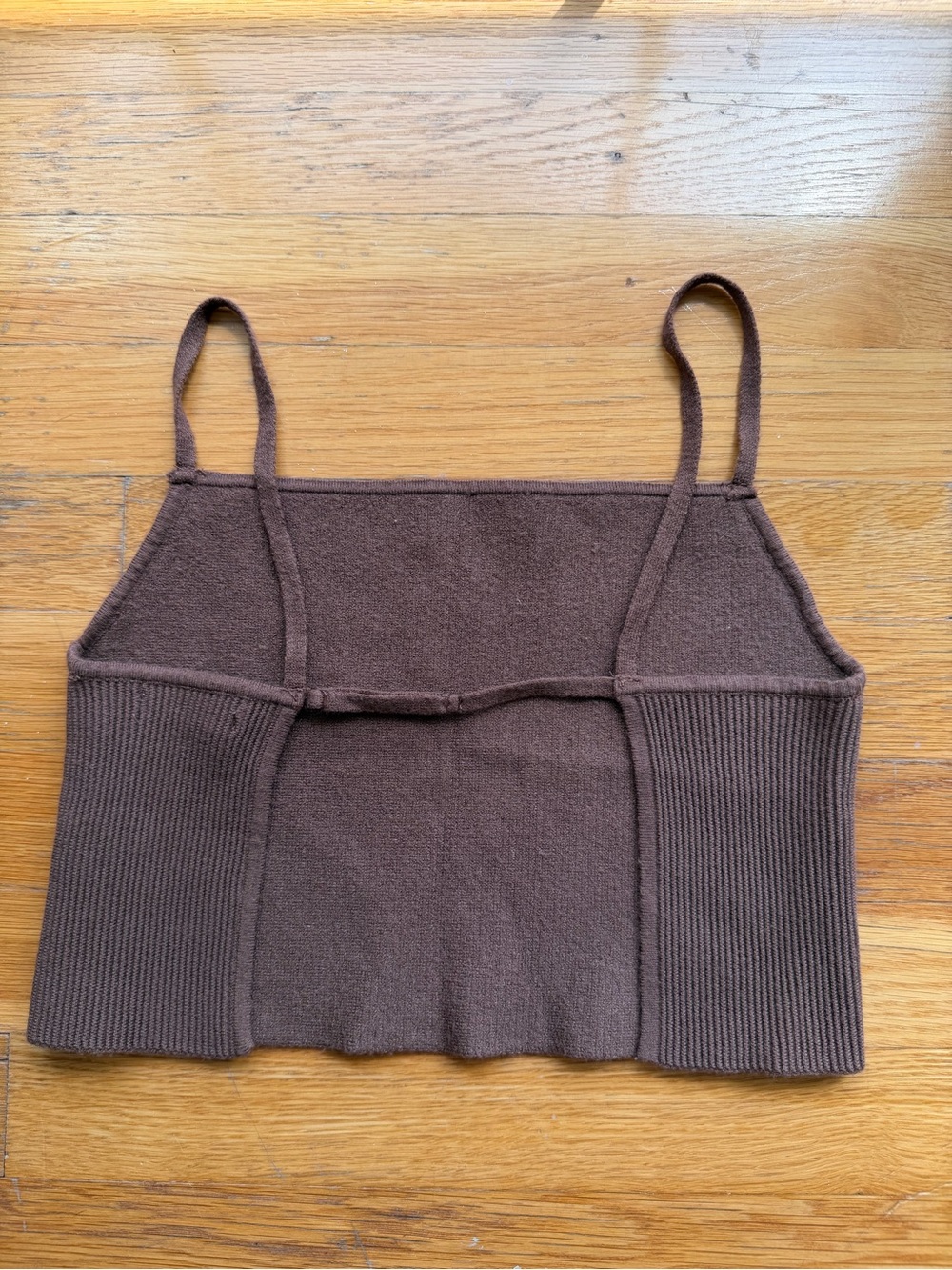 Kendall & Kylie Brown Ribbed Knit Cropped Tank Top - Size Small - Picture 2 of 3